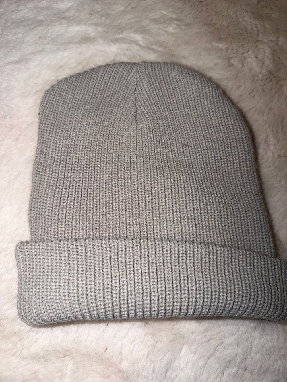 Men's Neutral Gray Knit Beanie - Casual Winter Hat NEW